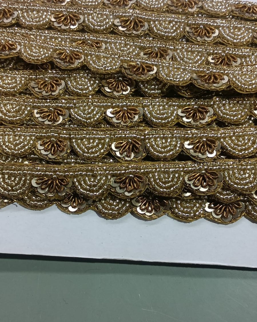 Gold Sequin Scallop Lace